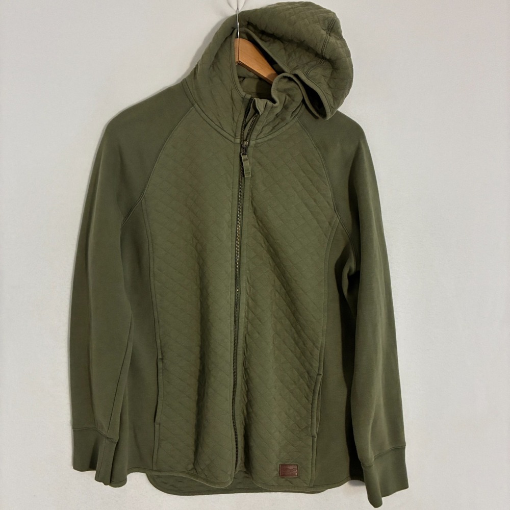 LL Bean Diamond Quilted Jacket Mens M Full Zip Hooded Activewear Gorpcore